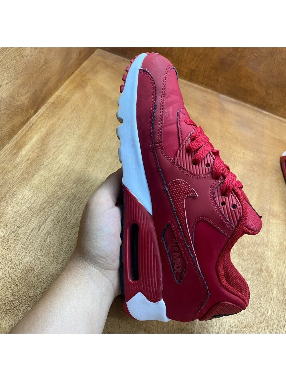 Nike Air Max 90 Shoes Youth Sz 7 Y Red White Athletic Casual Sneakers 833412-600